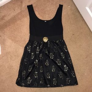 Xhiliration Black and Gold Dress